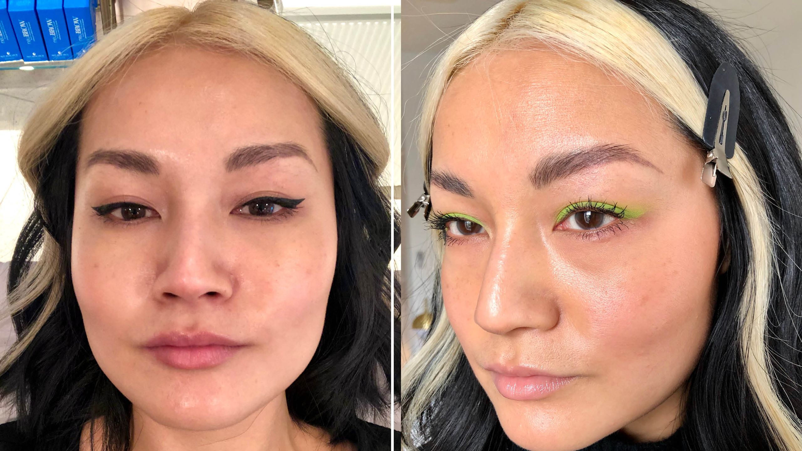 Comparação de resultados de brow lamination - antes e depois profissional